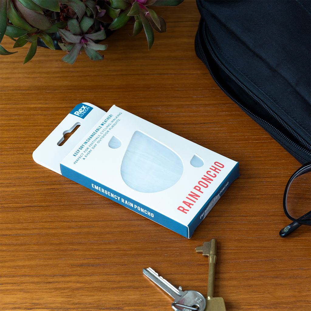 emergency rain poncho - blue box
