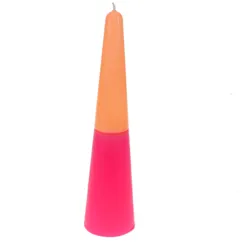 bougie cône haute bicolore - rose-orange