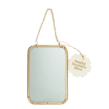 rectangular hanging mirror (15.5cm x 10.5cm) - gold tone rectangular hanging mirror (15.5cm x 10.5cm) - gold tone