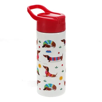 stainless steel bottle with push button lid 500ml - sunny sausage dog stainless steel bottle with push button lid 500ml - sunny sausage dog