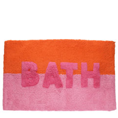 geknüpfte badematten aus baumwolle - „bath” orange & rosa