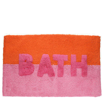 geknüpfte badematten aus baumwolle - „bath” orange & rosa