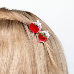 mini hair claw clips (set of 2) - apple and strawberry