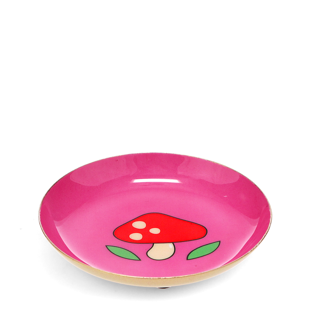 mini round enamel trinket dish - toadstool