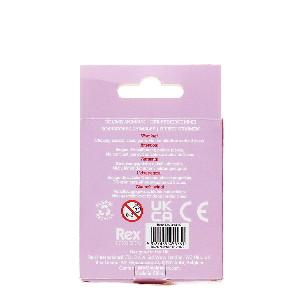 originelle tier-radiergummis (4-er set) - mix