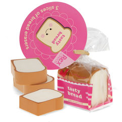 bread erasers (3 slices) - tasty bread (pink)
