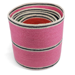 round jute storage baskets (set of 4) - multi-colour