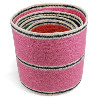round jute storage baskets (set of 4) - multi-colour