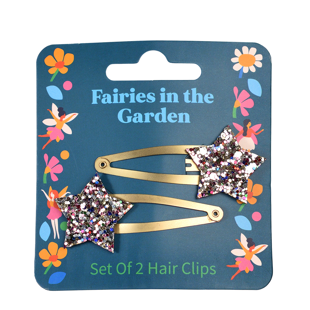 glitter-star-haar-clips fairies in the garden (2-er set)