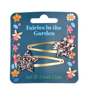 glitter star hair clips (set of 2) - fairies in the garden glitter star hair clips (set of 2) - fairies in the garden