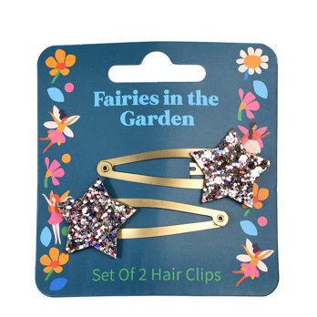 glitter star hair clips (set of 2) - fairies in the garden