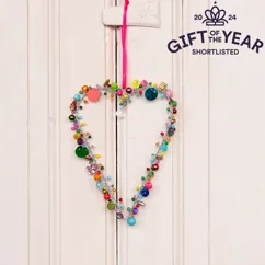 décoration cœur multi perles - 11 x 16 cm