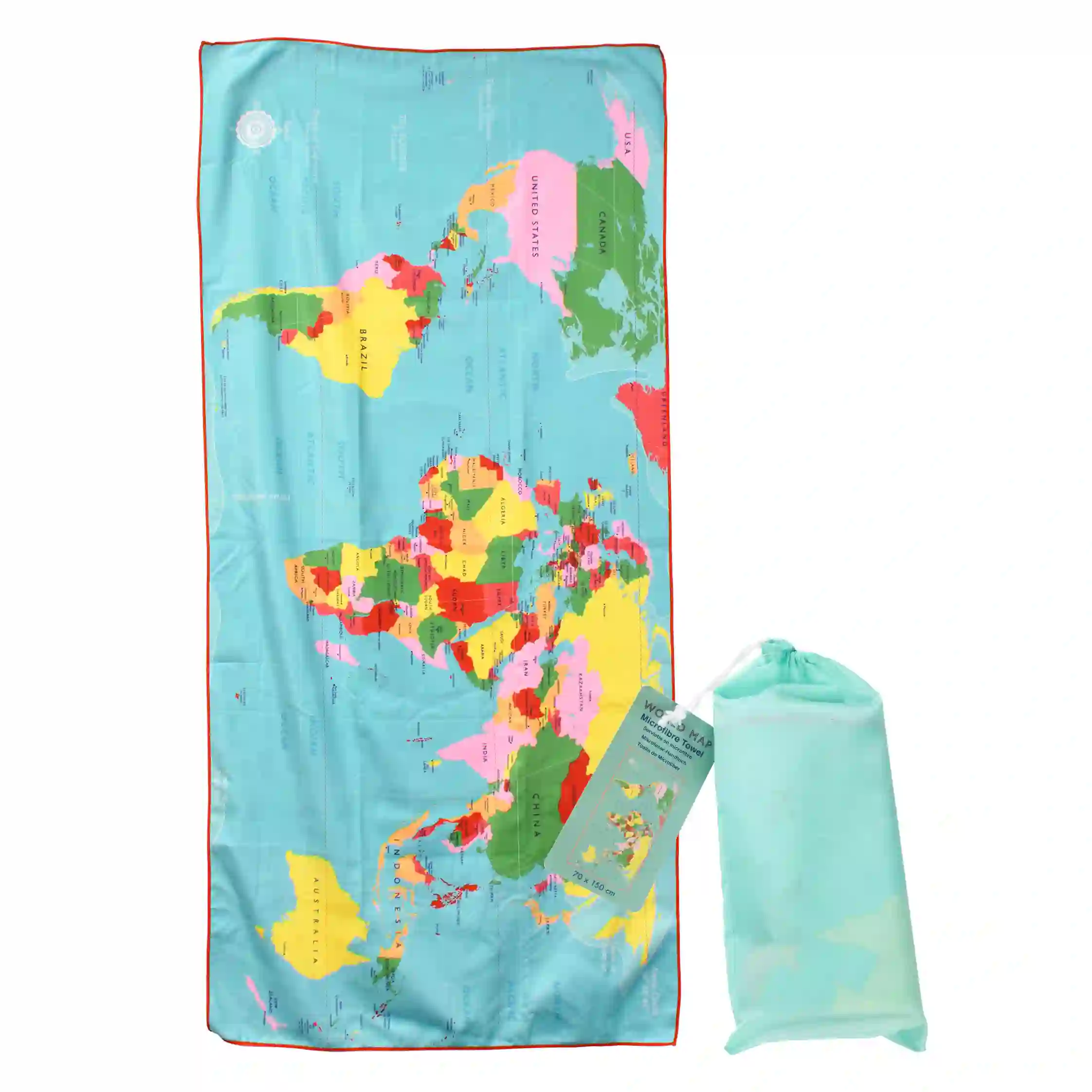 serviette en microfibre world map