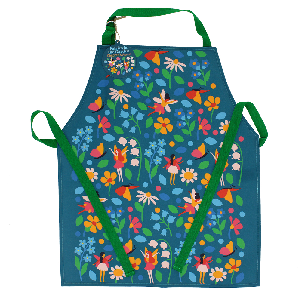 wipeable cotton children's apron - fairies in the garden