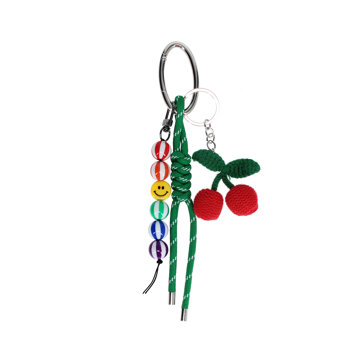 plush bag charm - crochet cherry