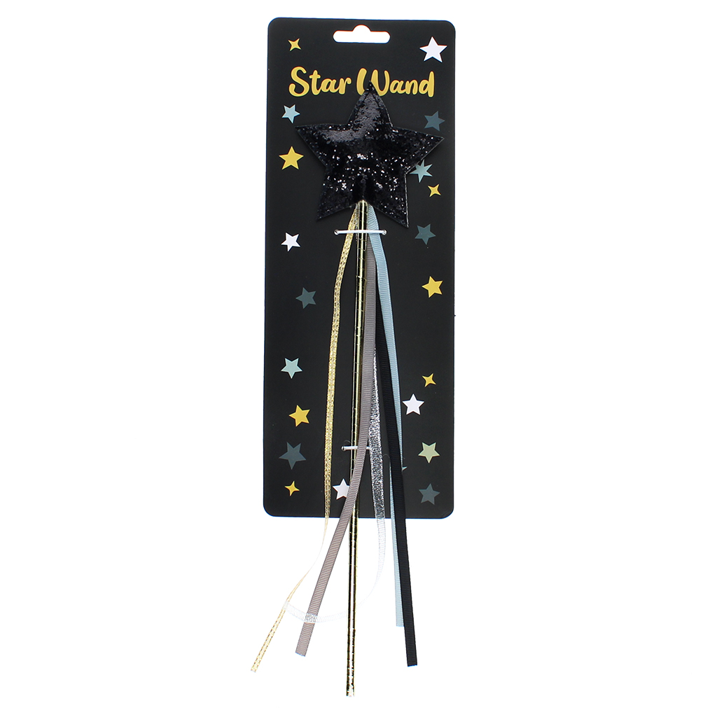 glitter wand - black star