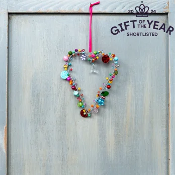 handmade beaded heart decoration (9x12cm) - multi-coloured handmade beaded heart decoration (9x12cm) - multi-coloured