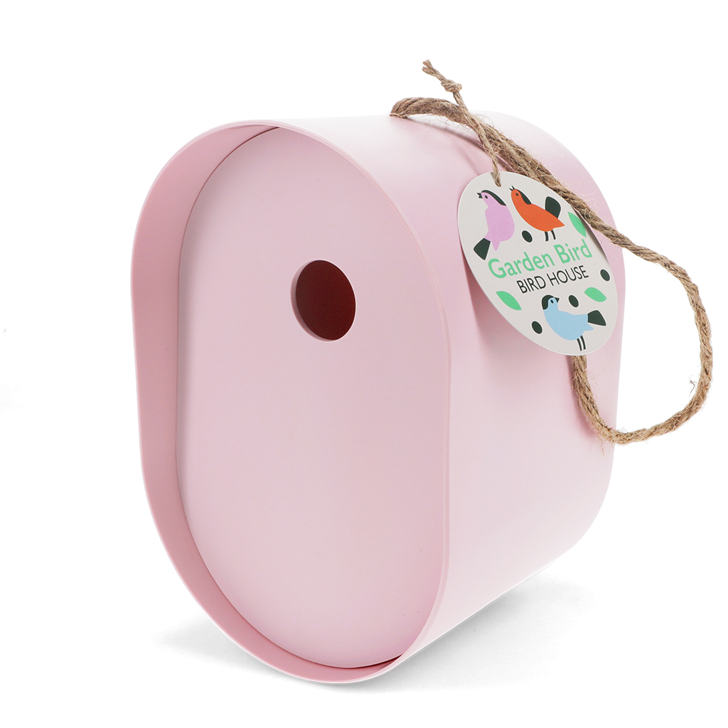oval bamboo fibre birdhouse - pink