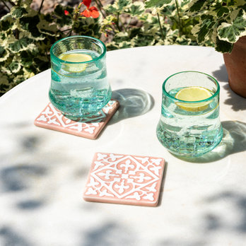 dessous de verre en céramique (lot de 2) - roses