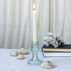 glass candlestick (12cm) - pale blue fish