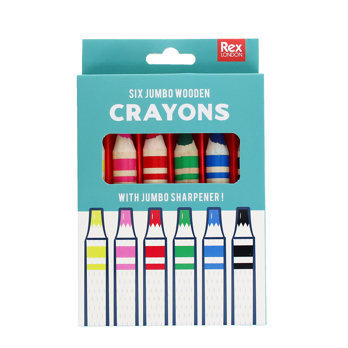 gros crayons de bois avec taille-crayon (lot de 6)