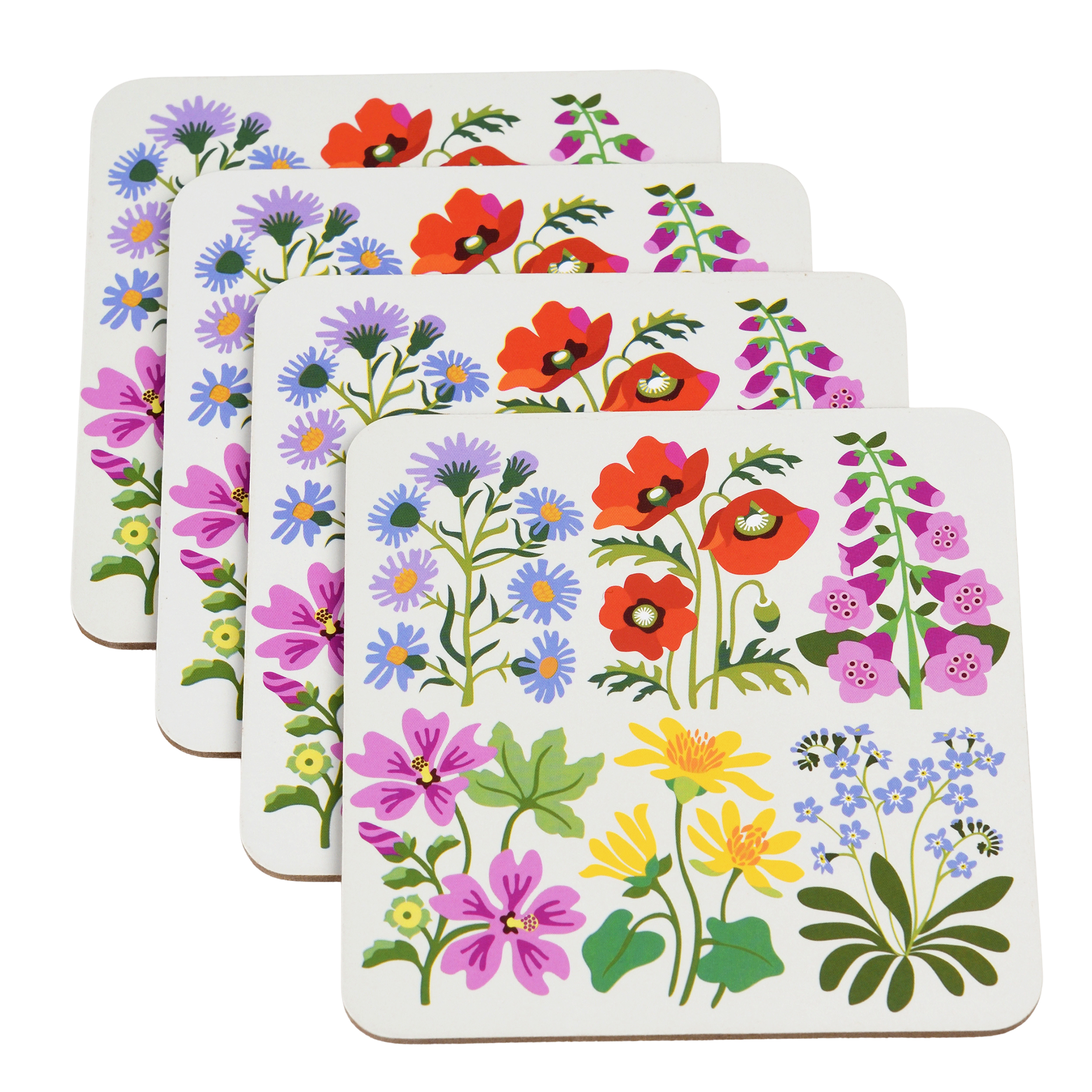 glasuntersetzer wild flowers (4-er set)