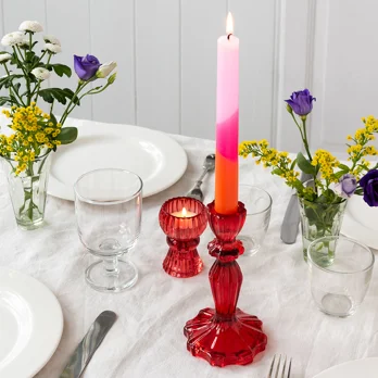tall glass candle holder - red tall glass candle holder - red