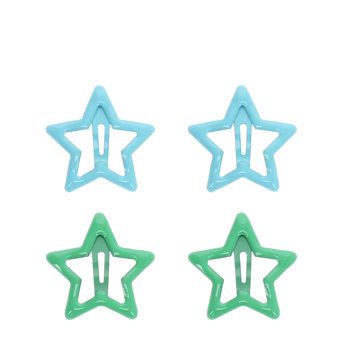 star hair clips (set of 4) - blue and green