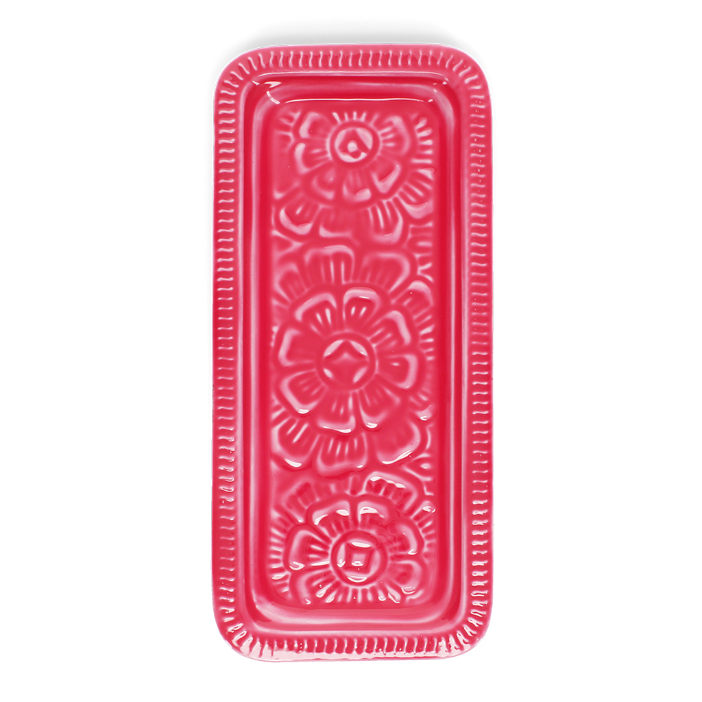 rectangular enamel trinket tray - vibrant pink
