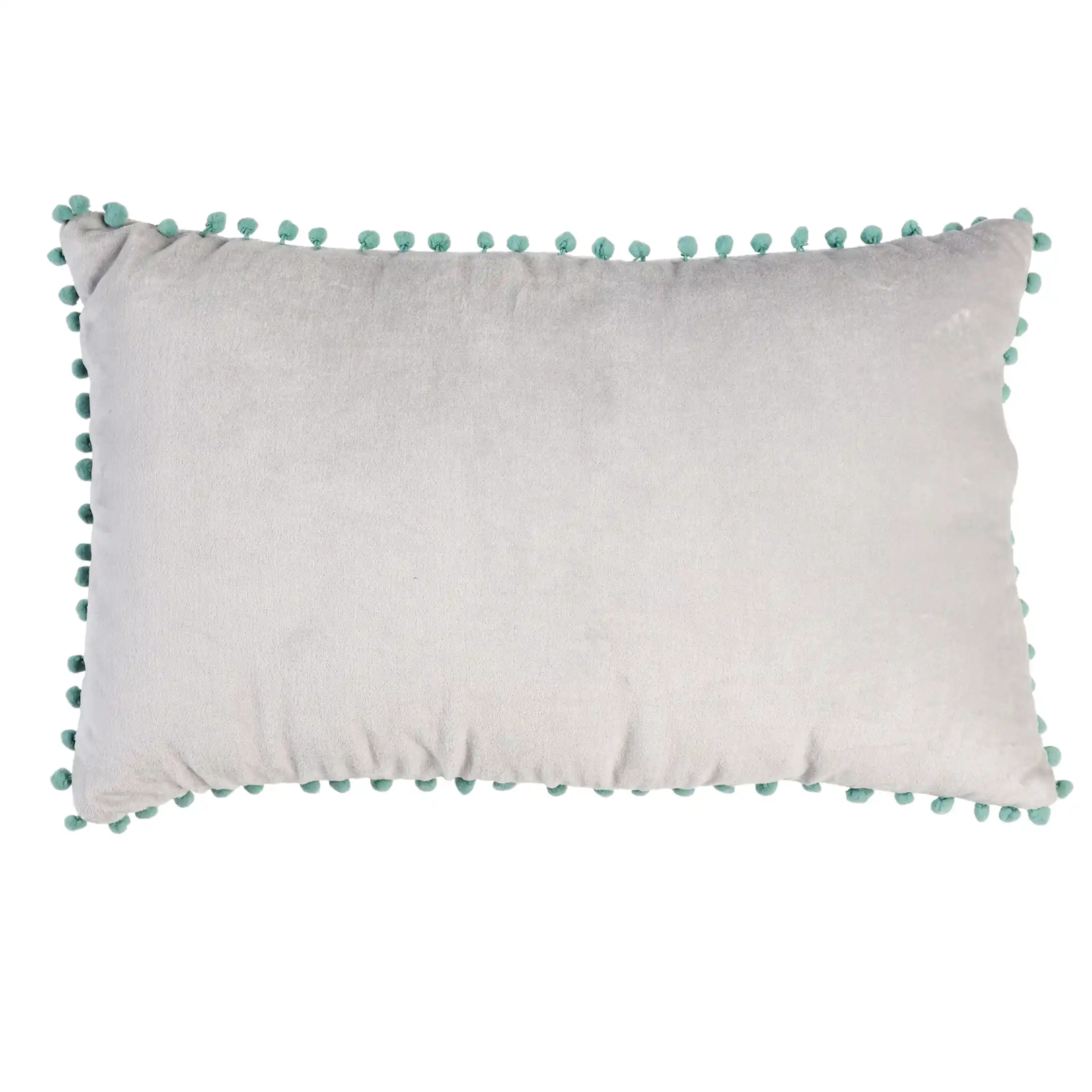 cojín pompón terciopelo en gris claro