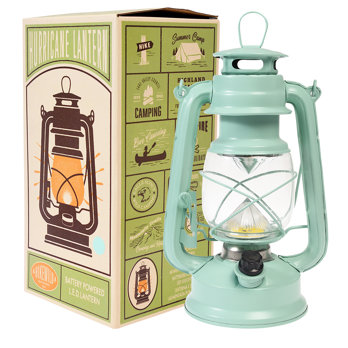 led hurricane lantern - aqua