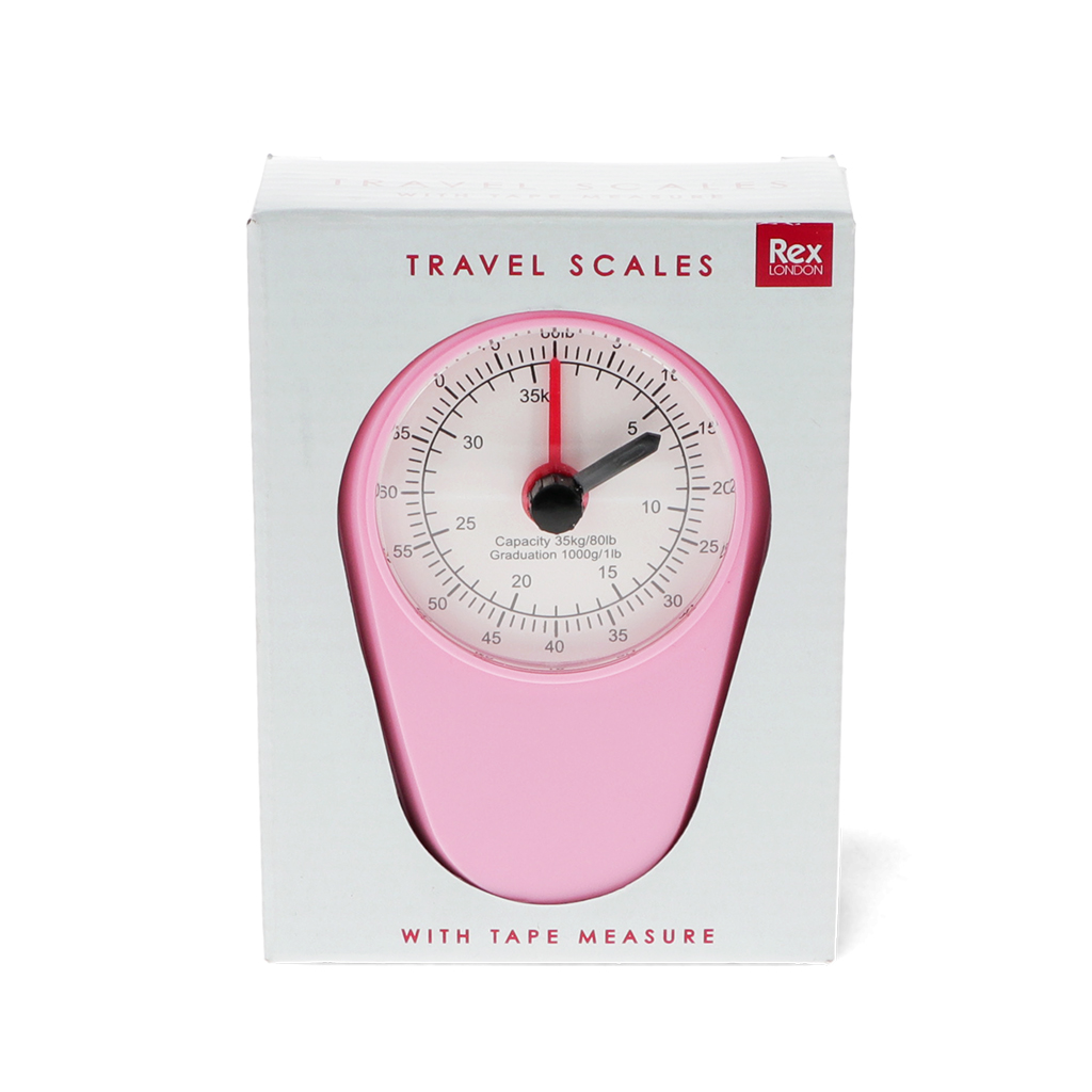 travel scales with tape measure - pink