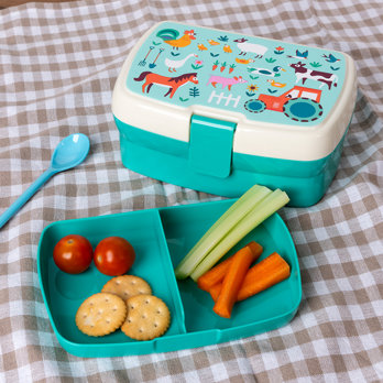 lunch box with tray - farmyard