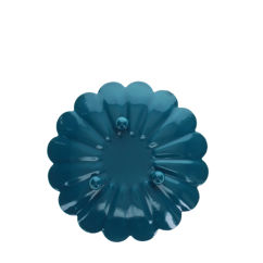 socle à bougie plat émaillé en forme de fleur (9 cm) - bleu
