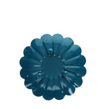 socle à bougie plat émaillé en forme de fleur (9 cm) - bleu