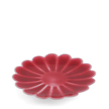 socle à bougie plat émaillé en forme de fleur (9 cm) - rouge