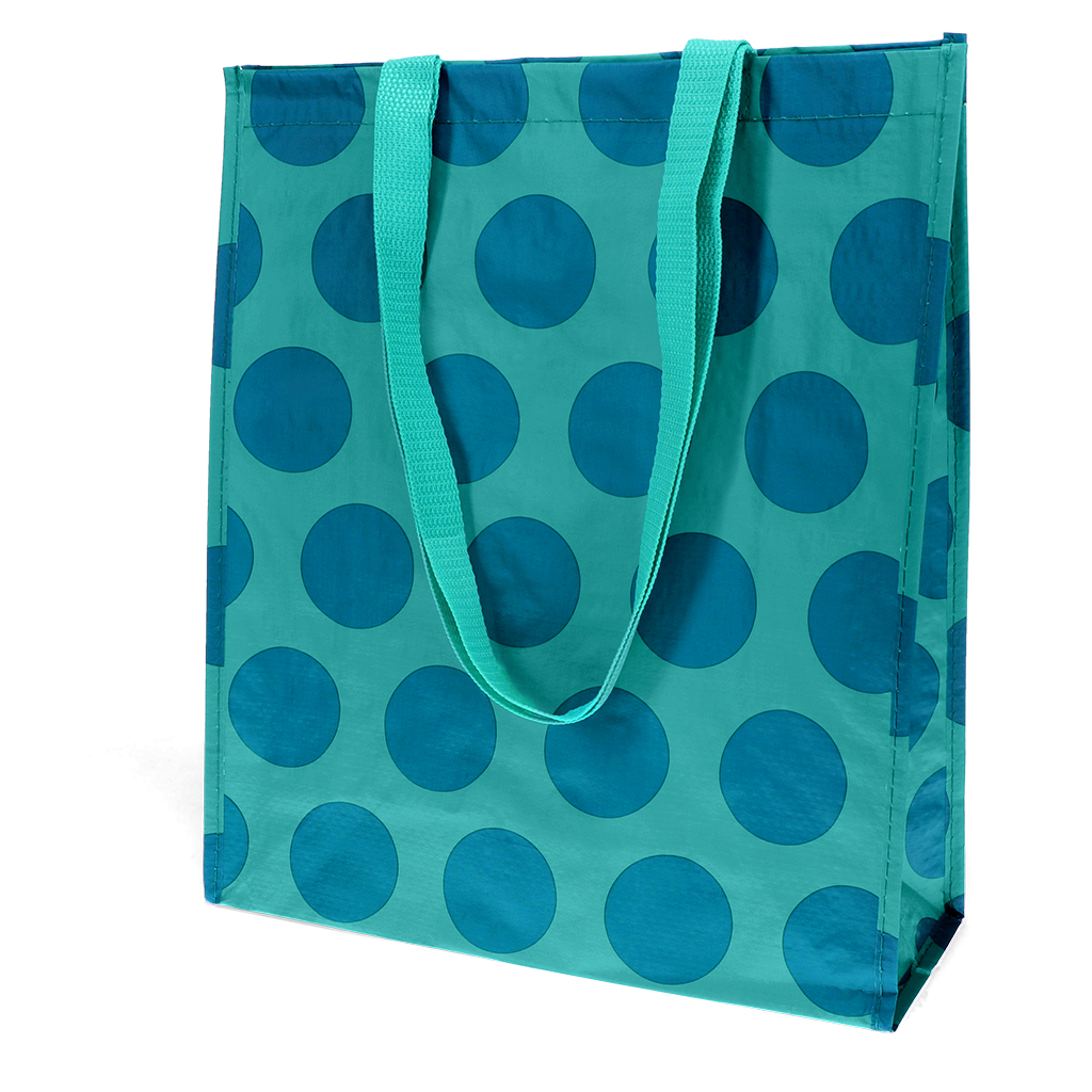 shopping bag - blue on turquoise spotlight