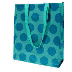 shopping bag - blue on turquoise spotlight