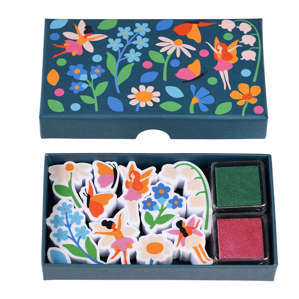 set of mini stamps - fairies in the garden