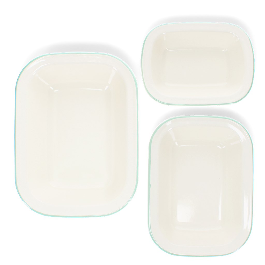 enamel pie dishes (set of 3) - pistachio green