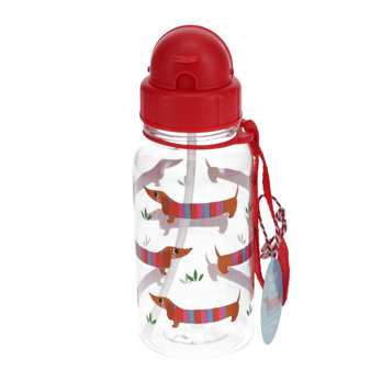 children's water bottle with straw 500ml - sausage dog