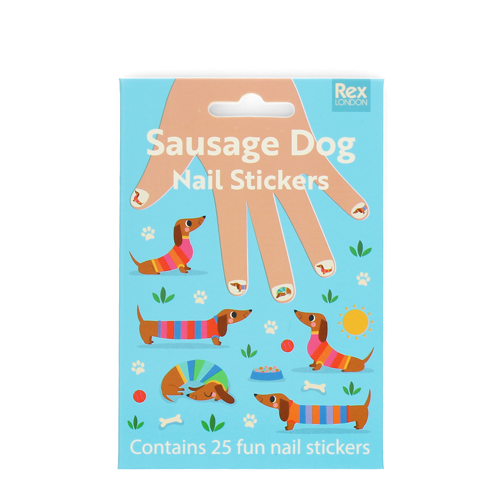 children's nail stickers - sunny sausage dog