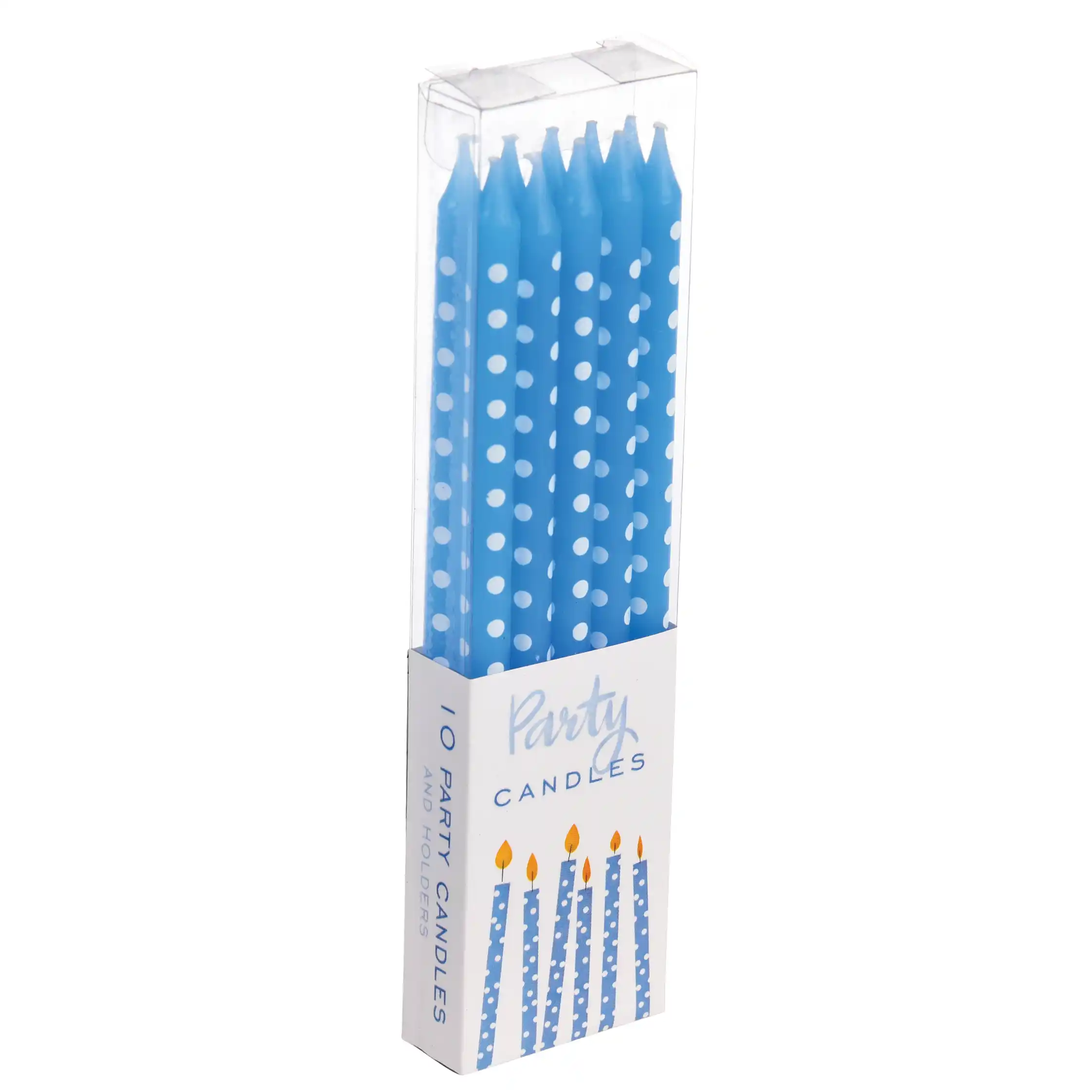 spotty cake candles (pack of 10) - blue