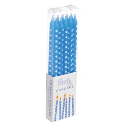 spotty cake candles (pack of 10) - blue