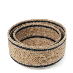 woven seagrass decorative baskets (set of 2) - natural