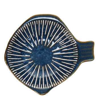 fish-shaped ceramic dipping bowl - radial lines