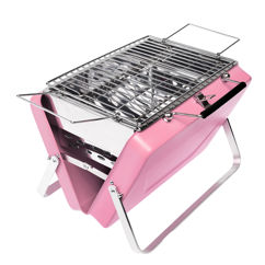 portable suitcase bbq - pink