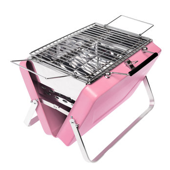 portable suitcase bbq - pink