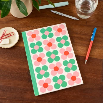 a5 notebook - pink and green daisy a5 notebook - pink and green daisy