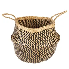 medium seagrass basket - black zigzag